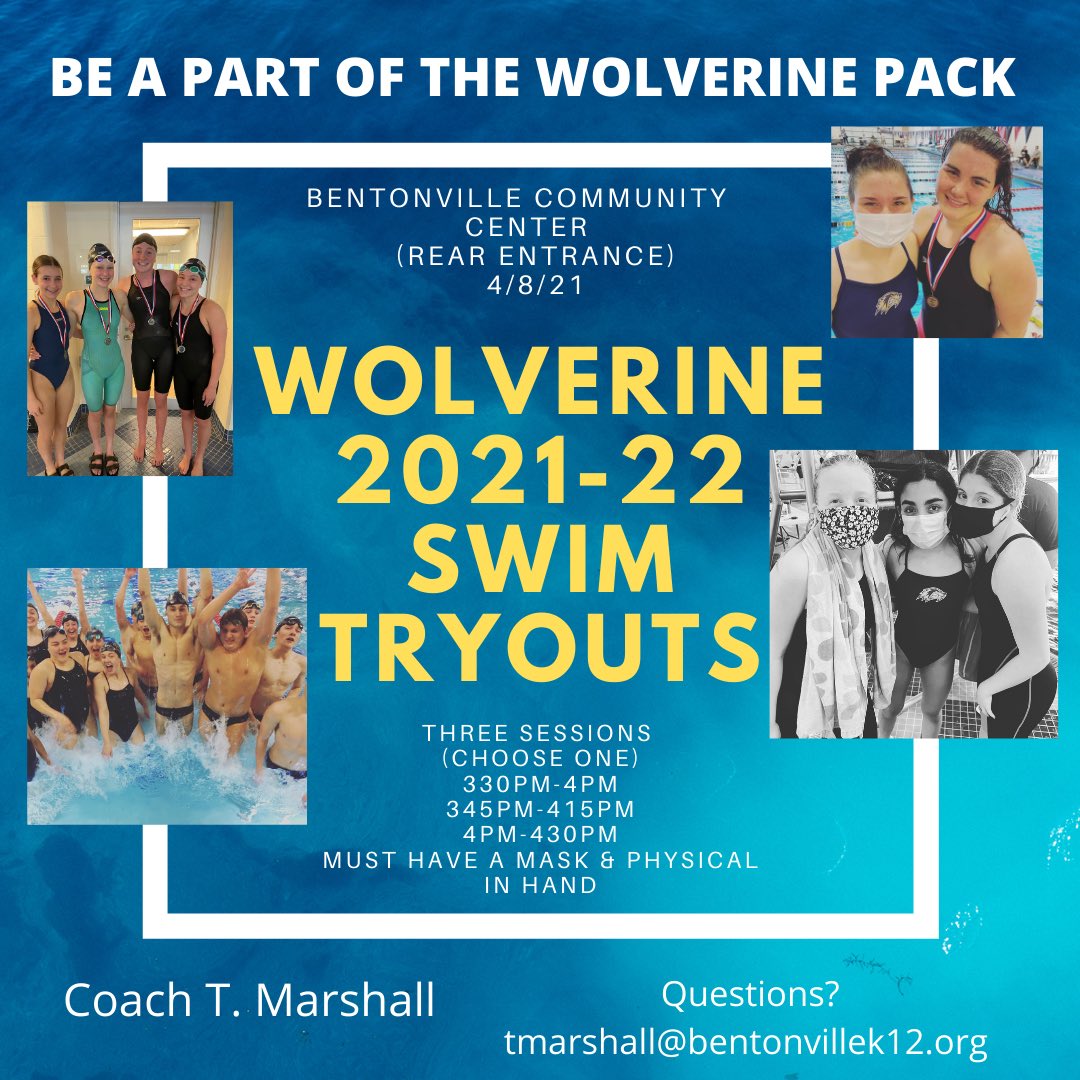 water_wolverine's tweet photo. SWIM Tryouts! 9/8/21 @ the BCC
Be a part of our #swimfamily !!
#westlove 
@BWHS_TheDen @BWHS_Wolverines @GoLeopardsGo @GJHS_Grizzlies @Bville_Schools https://t.co/Dhnk99v5gS