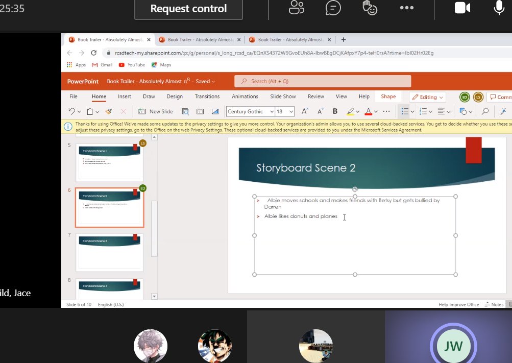 soph_bresciani's tweet photo. Ss collaborating on @MicrosoftTeams to storyboard their Book Trailers that will be made on @AdobeSpark - you love to see it. #thefutureisnow #remotelearning @SacredHeartRCSD @rcsdela https://t.co/32jew1lsRP