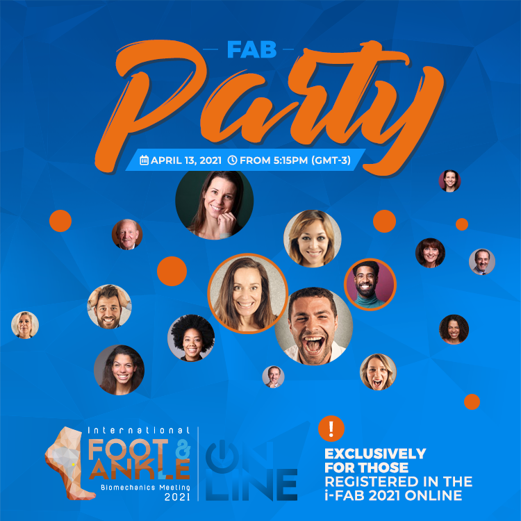 Exclusive happy hour: Foot &amp; Ankle Biomechanics Party - FABParty to i-FAB 2021 attendees.

Save the date:
April 13th, 5:15-6:15 pm (GMT -3)

If you haven’t registered yet, go to:
i-fab2021.com/registration

#fabman #ifab2021