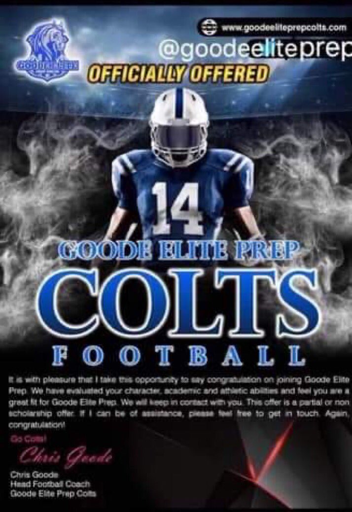 LewisCannonJr's tweet photo. I am blessed to receive my 2nd offer from Goode Elite Prep @marqucee https://t.co/6SJyPkR926