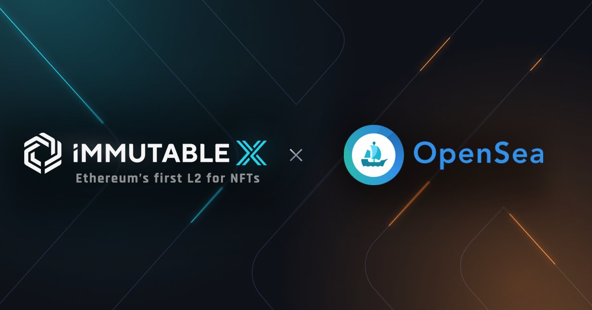 Immutable's tweet photo. Partner o’clock. 

Stoked @opensea, the world’s largest NFT marketplace will be supporting trading on Immutable X. 

A gas-free layer-2 for NFTs which embraces decentralization at its core.  

#Immutable #OpenSea https://t.co/1zs39Pwwcn