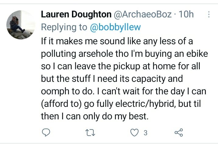 ArchaeoBoz's tweet photo. @ProfitGreenly @bobbyllew Funny you should say that 🤣  We currently have a small petrol car which is due to go back in the next 2 months, and we are replacing with an ebike as 2 cars are not viable for us these days. https://t.co/o8ioKpLtdw