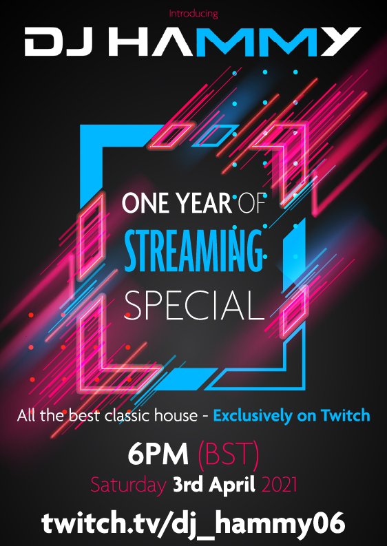 Hambert06's tweet photo. Hard to believe its been a year of lock down and even harder to believe I've been streaming for a year! 
So this Saturday, I'm doing a bit of a special with all the big tunes I've played over the year! 

#twitchdj #twitchdj #housemusic #HouseMusicAllLifeLong #lockdownset #djset https://t.co/8csfpEOMZE