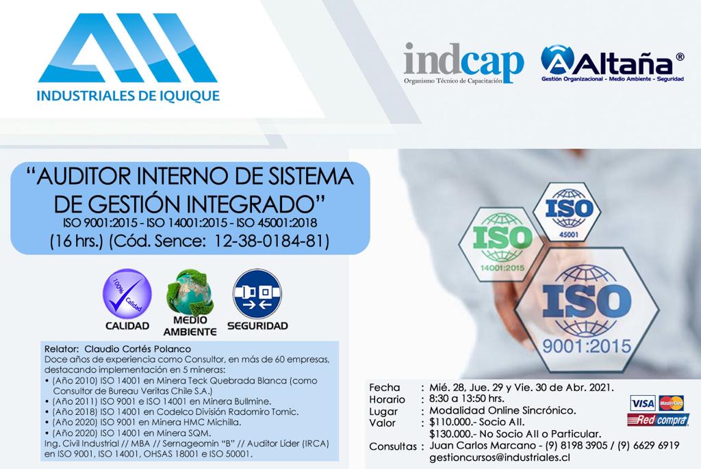 aiigremio's tweet photo. Ya tenemos fecha 🗓para un nuevo curso de #Auditor Interno de #SistemadeGestiónIntegrado con @AltanaIng   e #Indcap
Más información 👇#Capacitación #Auditor #SGI https://t.co/v1Jb5R64Hl