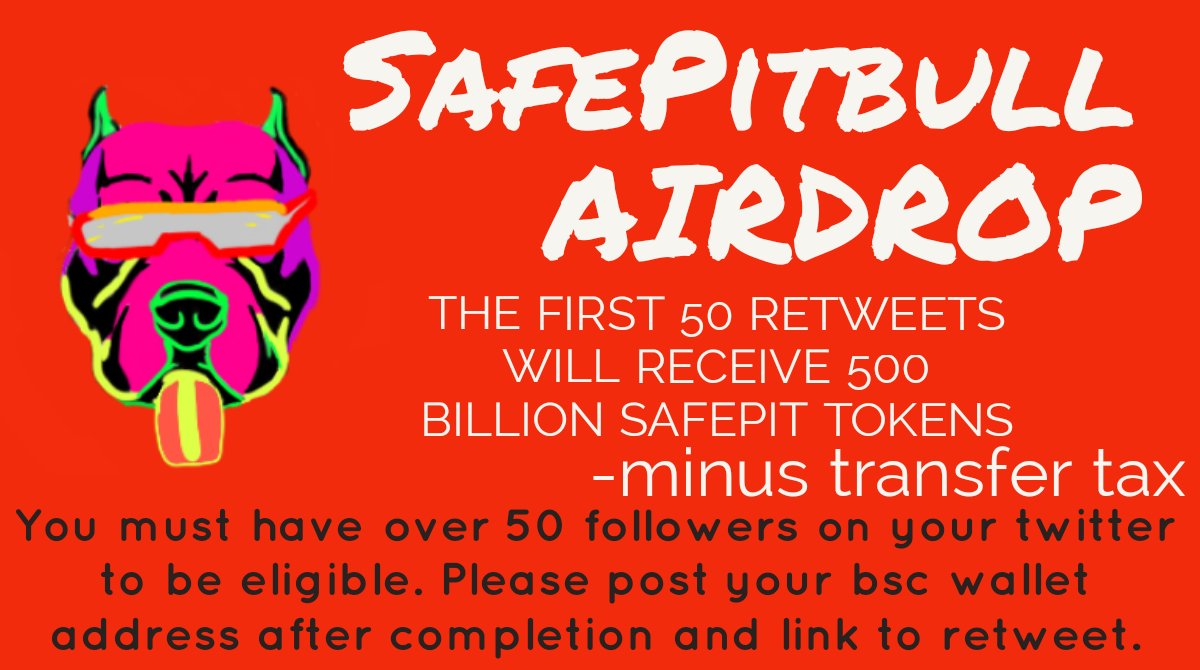 PitbullSafe's tweet photo. RT this Post

SAFEPIT bscscan:
https://t.co/7RKRCGfLDK

#safepit #bsc #binance #Airdrop
WEBSITE
https://t.co/2rJ7UXQwEi
REDDIT
https://t.co/RmwlniwjaA
TWITTER
https://t.co/3dlpiYVB5v
TIKTOK
https://t.co/OPSCpIcY5d
DISCORD
https://t.co/vS4sp784s6
TELEGRAM
https://t.co/sUpQz3ICMN https://t.co/cxL9dmeOyG