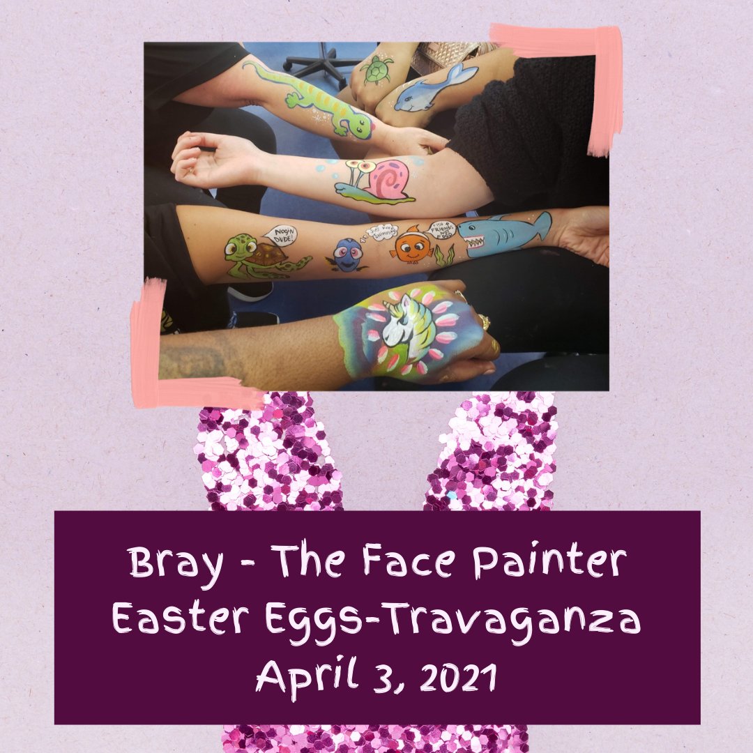 Mokanna329's tweet photo. Who doesn't just 🧡 to get their face painted? Visit Bray during our Easter Eggs-Travaganza to get painted as one of your favorite creatures! 
#masons #mokanna #easter2021 #facepainting #vasanrt

https://t.co/aeAjkZNo5T https://t.co/9EtCMhD2iW