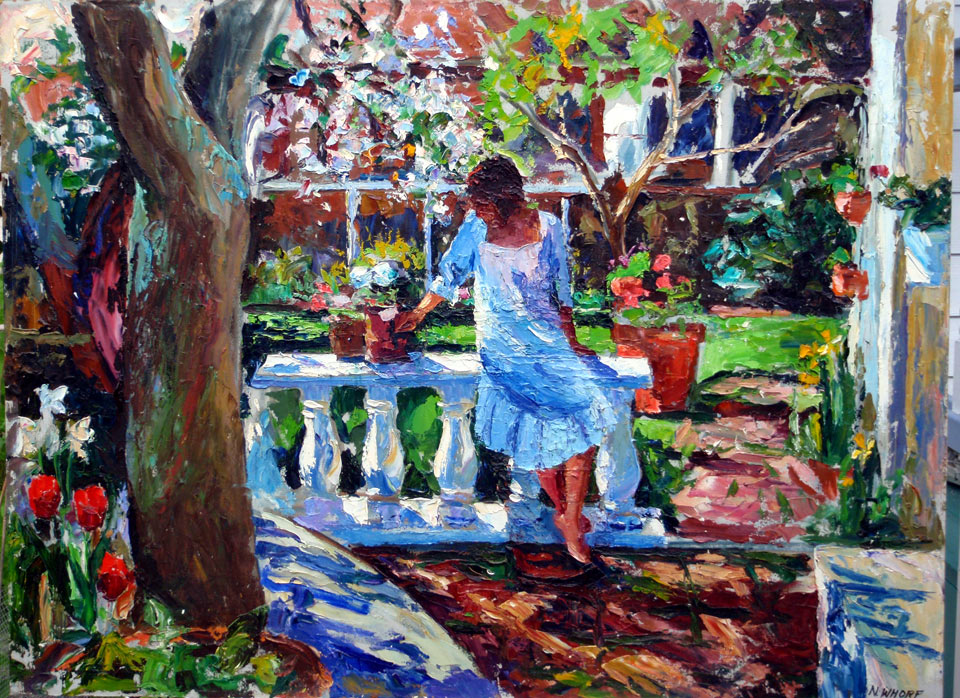 It is the FINAL day of #WomensHistoryMonth!
.
Nancy Whorf (1930-2009) was an inventive painter, best known for her vibrant, varied scenes of the fishing village where she lived all her life on Cape Cod.
.
Lydia In Garden, Year Unknown by Nancy Whorf
#artlives