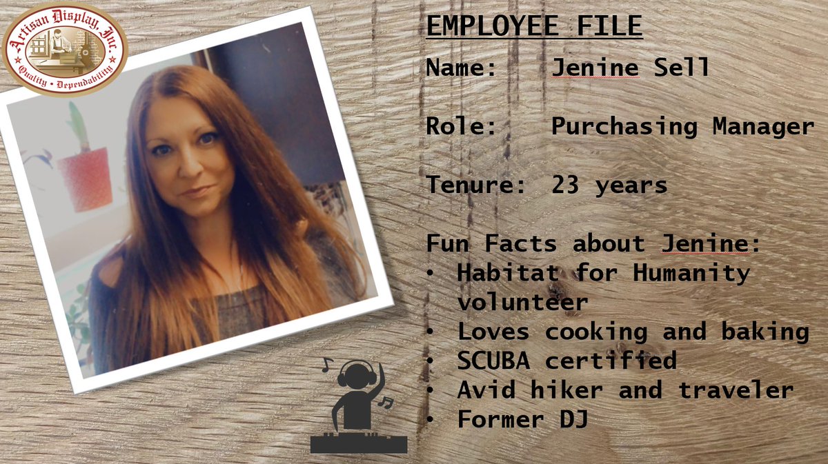 This week's employee profile - Jenine Sell, Purchasing Manager.