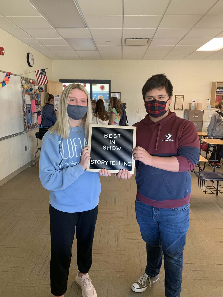 Speech II just finished up a storytelling unit and the “Best in Show” storytellers were Faith with “The Napping Story” and Matt with “Green Test.” Bravo