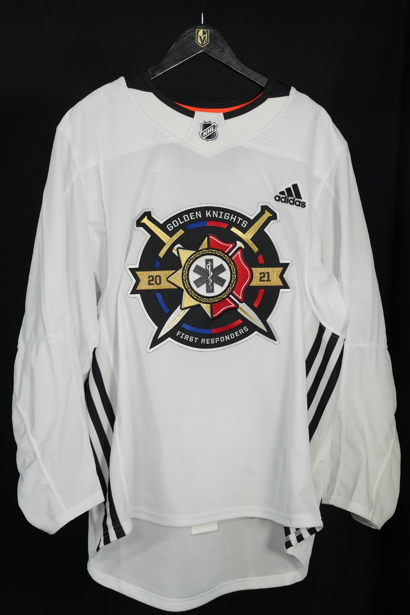 GoldenKnights's tweet image. okay now these warmup jerseys are BEAUTIFUL😍

we'll be wearing them in warmups to salute our first responders and then auctioning them off for the VGK Foundation!

bid on them by texting Responder to 76278 or clicking right there 👉 Responder.givesmart.com