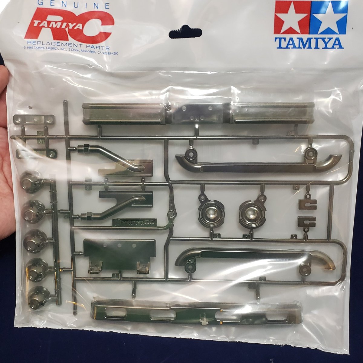 The3Daddict's tweet photo. The original chrome for the Clodbuster arrived this morning, cant wait for this guy to have bumpers and such, still can't decide on paint for the truck, hmm. #rccars #rchobbies #rcoffroad #rctrucks #rcmonstertruck #tamiyaclodbuster #clodbuster #oldschoolrc #vintagerccollection https://t.co/ymoM6w6m48