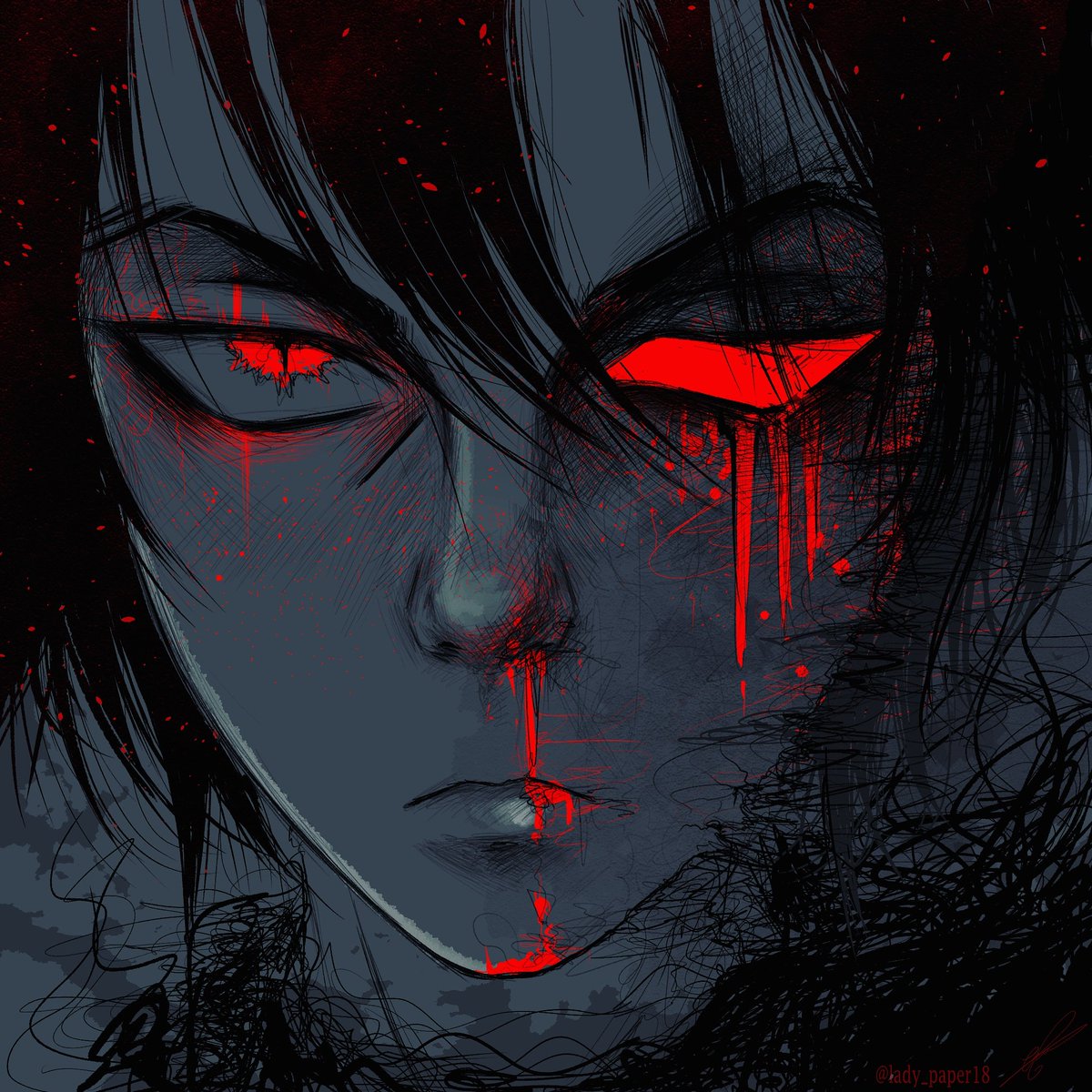 LadyPaper2's tweet image. The hero of hell...

#gore #goth #digitalart