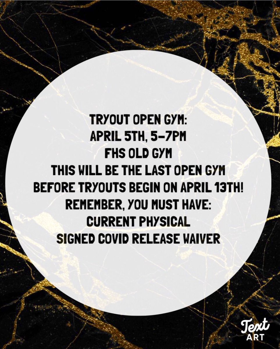 Last open gym before tryout week begins! You don’t want to miss this!!