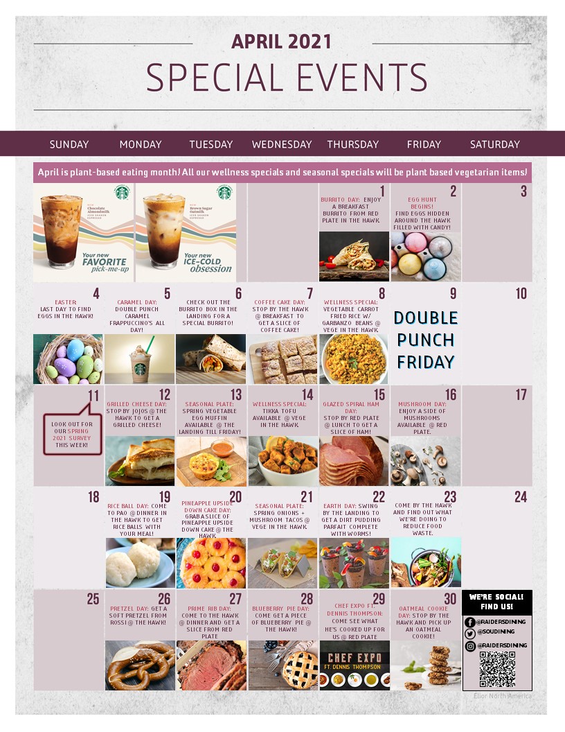 SOUdining's tweet photo. Goodbye March, hello April!
New term, new things to do! Check our our upcoming events on this months news post and find a bigger image of our events calendar! https://t.co/kUPdyT2ARN https://t.co/arzRDUND2C