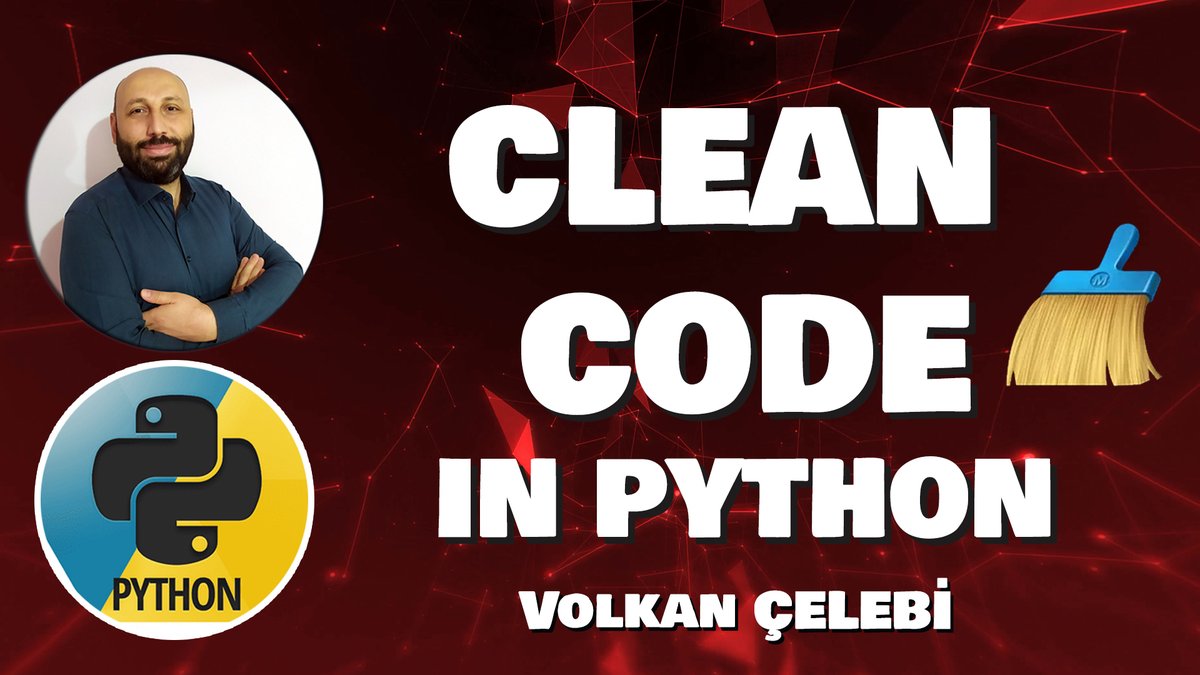 volkancelebi's tweet image. EN TEMİZ KODU YAZDIM! 
(Python Clean Code Teknikleri) youtu.be/K8GtRDBC-II 
#cleancode #python #pythondersleri
Bu dersimizde Python içerisinde 4 farklı Clean Code tekniğini öğreniyoruz.
Abone olarak destek verebilirsiniz.