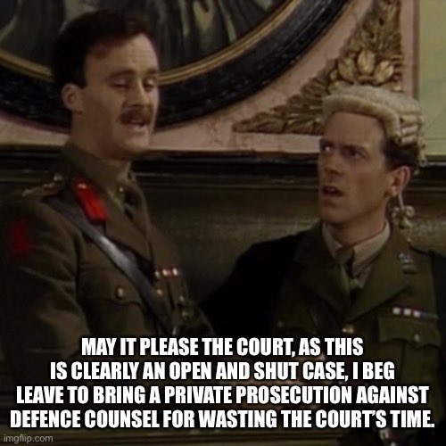 BarristerSecret's tweet image. The Home Secretary who believes that executing innocent people “is a deterrent” is now threatening to fine lawyers who dare to represent claimants in proceedings against the Home Office.

I think we can now safely conclude where she draws inspiration for her ideas about justice.