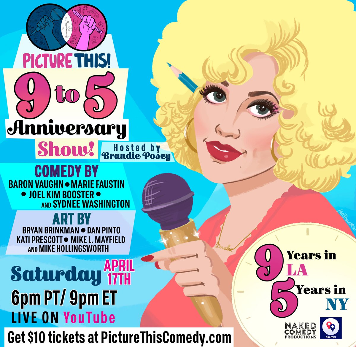 Picture This! 🎨 🎭 (@picturethisshow) on Twitter photo Now THIS is a 9 year anniversary lineup!! 😍 Don't miss <a href="/ihatejoelkim/">Joel Kim Booster</a> <a href="/Justsydnyc/">Sydnee Washington</a> <a href="/MsReeezy/">Reeezy</a> & @barvonblaq be ANIMATED LIVE on YouTube by artists from BoJack Horseman, Big Mouth, SNL, Midnight Gospel & more!
SATURDAY 4/17 Get tix now at eventbrite.com/e/picture-this… Now THIS is a 9 year anniversary lineup!! 😍 Don't miss <a href="/ihatejoelkim/">Joel Kim Booster</a> <a href="/Justsydnyc/">Sydnee Washington</a> <a href="/MsReeezy/">Reeezy</a> & @barvonblaq be ANIMATED LIVE on YouTube by artists from BoJack Horseman, Big Mouth, SNL, Midnight Gospel & more!
SATURDAY 4/17 Get tix now at eventbrite.com/e/picture-this…