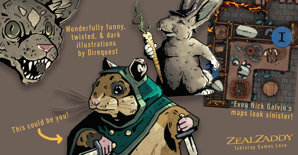 ZealZaddy's tweet photo. Full review: https://t.co/HtiLnY2KMo
1/7 – Disaster Hamsters, a #DnD adventure by @plothooks brings to mind the “Secret of NIHM”. An escape adventure for 4-6 1st lvl characters. It can be a 1-shot, but do a 2-shot &amp; thank me later.

#dndreview #dnd5ereviews #DnD5e #5e #TTRPG #RPG https://t.co/VcnCxI6AvF