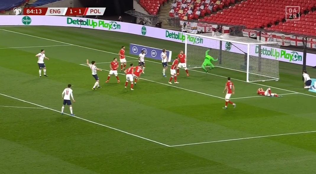 goal's tweet photo. Harry Maguire smashes in on the half-volley! 💥

John Stones makes up for his earlier error with the assist 👏 https://t.co/L3E1oDshHs