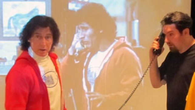 Jeff and actor/director Paul DeAngelo goofing around on the set of the SLEEPAWAY CAMP documentary "Meet Me At The Waterfront" from Scream Factory. "Ronnie" looks almost the same all these years later!