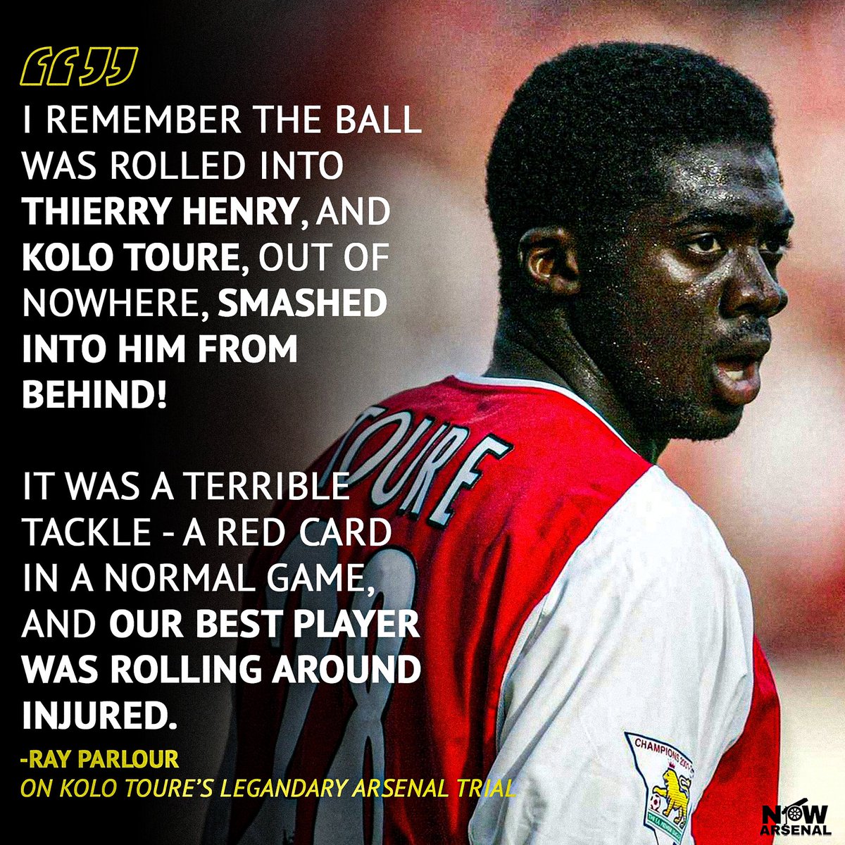 now_arsenaI's tweet photo. Ray Parlour on Kolo Toure’s legendary trial at Arsenal. What a story &amp; what a man!🤣 #afc https://t.co/GmkSNvL68q