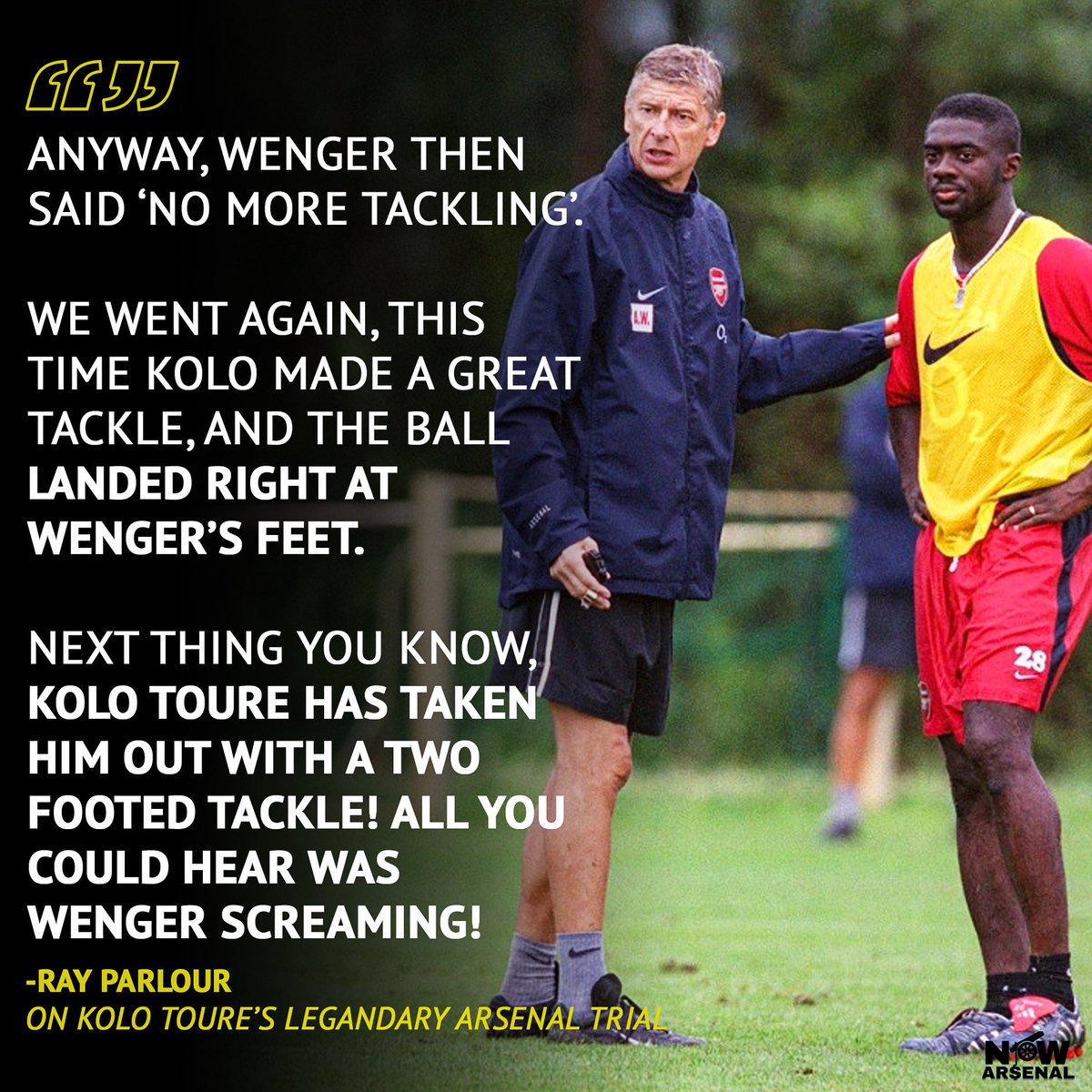 now_arsenaI's tweet photo. Ray Parlour on Kolo Toure’s legendary trial at Arsenal. What a story &amp; what a man!🤣 #afc https://t.co/GmkSNvL68q