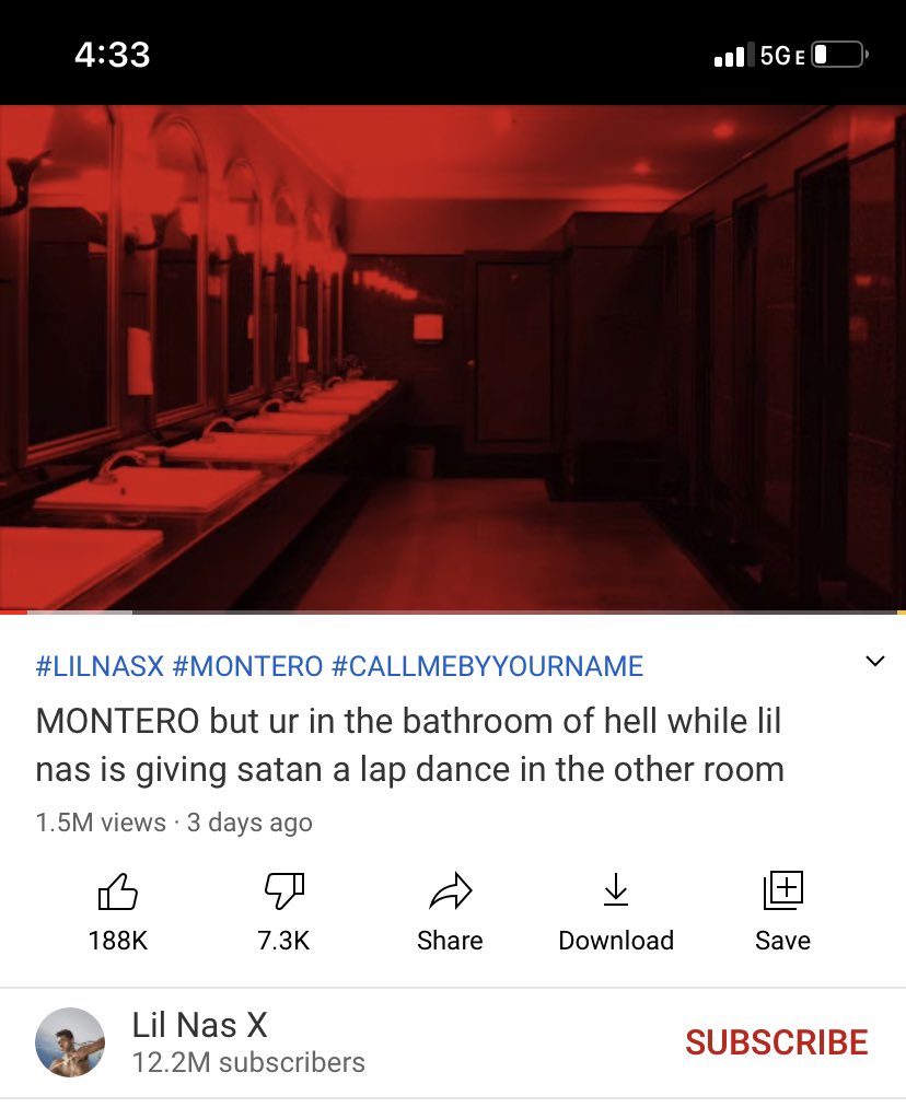 emma_warnick's tweet photo. I simply cannot believe this exists on lil nas x’s official YouTube page https://t.co/tlY7TZ4nfI