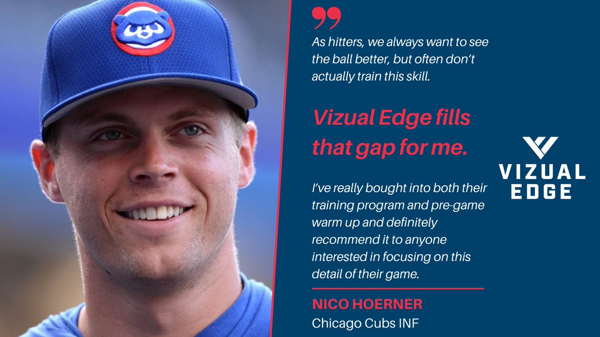 VizualEdge's tweet photo. Training his visual skills over the last couple months with our #EdgeTrainer helped @Cubs infielder @nico_hoerner post an OPS of 1.055 during #SpringTraining. Learn more about how Nico and numerous other @mlb hitters are utilizing our vision training 👉 https://t.co/HJOKDO6Dv9 https://t.co/DDTL3yvwPe