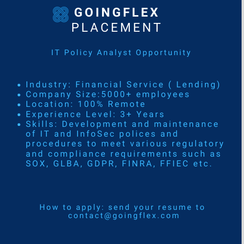 goingflex's tweet photo. 🔊100% remote job opportunity.  Unlimited PTO. Flexible Hours. Awesome Team. Growth Opportunity.
#remotejobs #compliance #sox #grc https://t.co/8xQQ2YdhjY