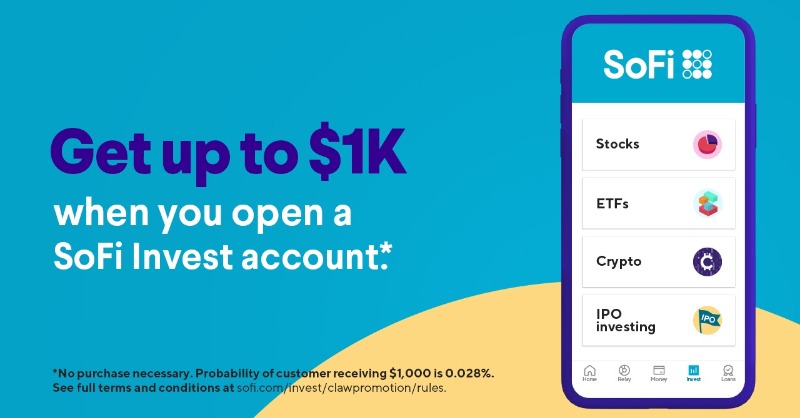 SoFi's tweet photo. Need another reason to #InvestWithSoFi? You can trade stocks, ETFs &amp; crypto—and now participate in upcoming IPOs. Get SoFi Active Invest &amp; get up to $1K. https://t.co/BZzp8WQ2SJ

Check back @ 11am ET to see what our CEO @AnthonyNoto has to say with @CNBC @Kr00ney. #InvestInIPOs https://t.co/YrPUsHxtsw