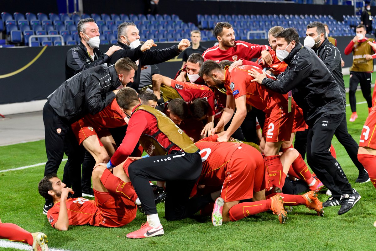 Sporf's tweet photo. 🌍 Ranked 65th in the world.

🇪🇺 Qualified for their first ever European Championships.

✅ Just beat Germany 2-1.

👏 North Macedonia. https://t.co/M52pyuj68D