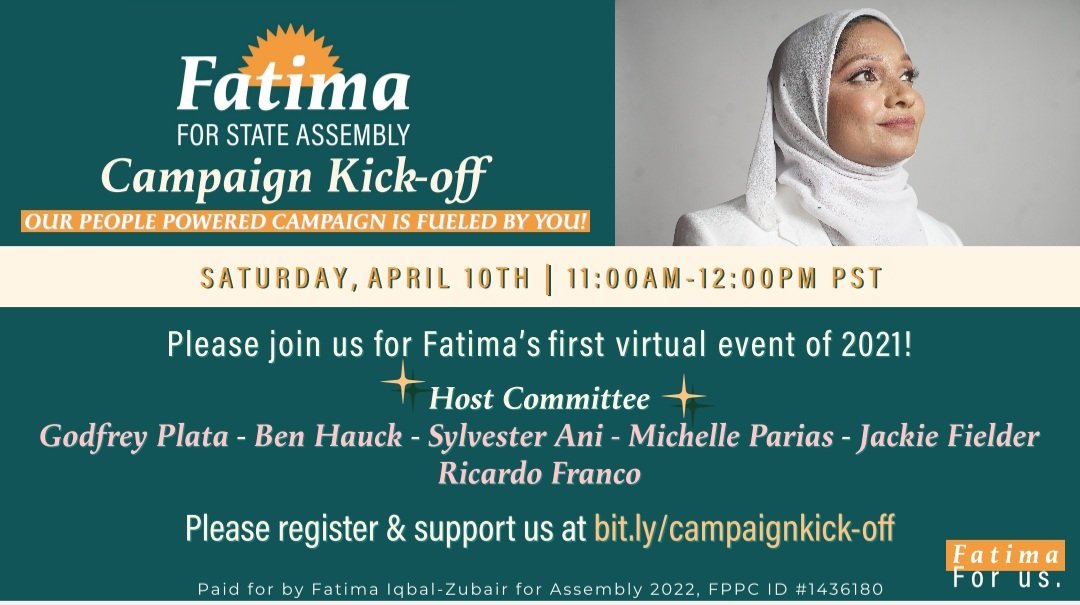 fatimaizubair's tweet image. Inspired by these changemakers from across California who are on our host committee:@godfreyplata @fightdenial  @jackiefielder_ @SylvesterAni2. @HiMeShell
Creating systemic change takes all of us- I couldn't do it without all of you- thank you 💞 Bit.ly/campaignkick-o…