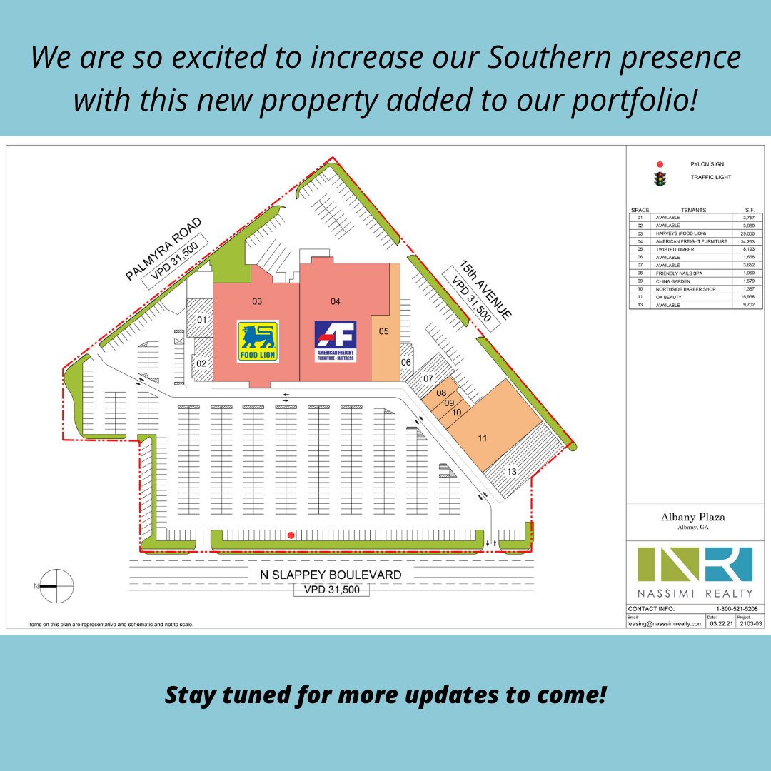 🚨 JUST PURCHASED A NEW SHOPPING CENTER 🚨

Welcome Albany Plaza to the Nassimi Realty team! We are so excited to grow our Southern presence with this new property in Albany, Georgia. Stay tuned for more updates to come!

#NassimiRealty #NewProperty #AlbanyGA #AlbanyPlaza
