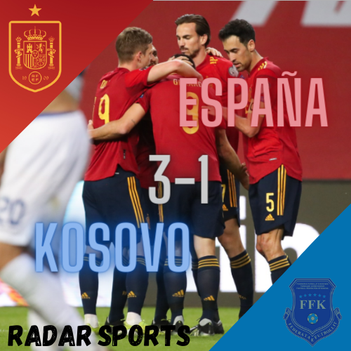 RadarSports2's tweet photo. ⏰Final en la Cartuja⏰
España gana por 3 goles a 1 a Kosovo 
🇪🇸 Dani Olmo⚽️33´
🇪🇸 Ferran Torres⚽️36´
🇽🇰 Halimi⚽️70´
🇪🇸 Gerard Moreno⚽️75´
#Catar2022 #Qatar2022 #Espanakosovo #ESP #Kosovo https://t.co/J74uK8nQpM