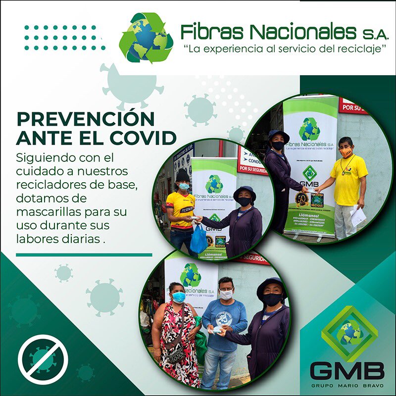 FIBRANAC_SA's tweet photo. Siguiendo las recomendaciones sobre el cuidado tanto de nuestro personal como de nuestros proveedores, repartimos a nuestros recicladores de base mascarillas para su uso en sus labores diarias. La pandemia aún no termina, cuidémonos entre todos, sólo así derrotamos al virus!! https://t.co/qAMLN7fejh