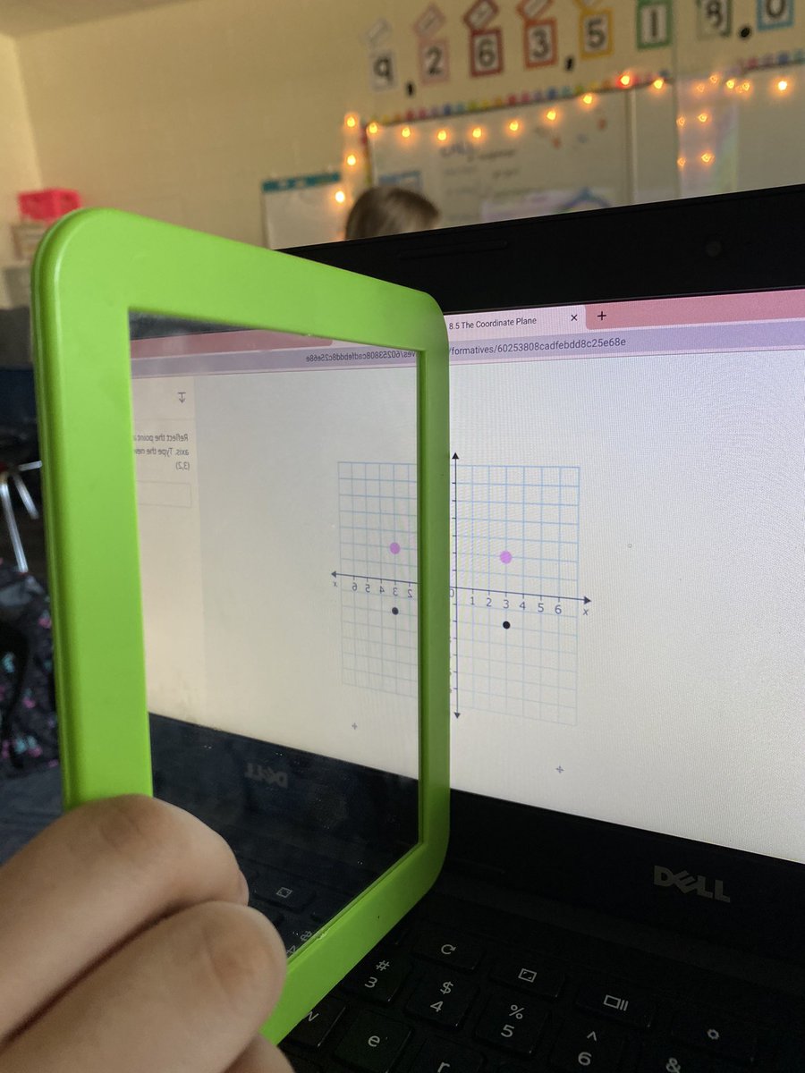 MoreMathPlease's tweet image. Using mirrors to help students understand the concept of reflecting points in the coordinate plane yesterday. #ConcreteToAbstract #LearningProgression #ITeachMath #WeAreMuller