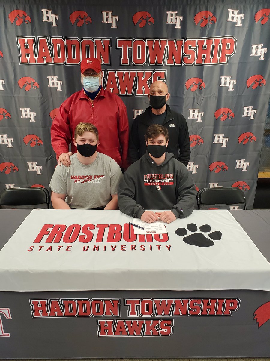 HadTwpSports's tweet photo. Congratulations Brandon Hass and family, on deciding to continue his throwing career for the Frostburg State Bobcats. @FrostburgXCTF wishing you continued success in track &amp; field. Go Hawks! https://t.co/P9mpKC1uyW