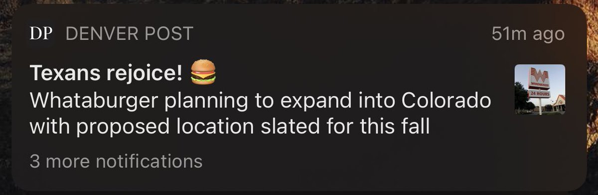 CkFuSkeeto's tweet photo. BEST NEWS EVER!!!! @Whataburger @denverpost https://t.co/94M1SuXZBJ