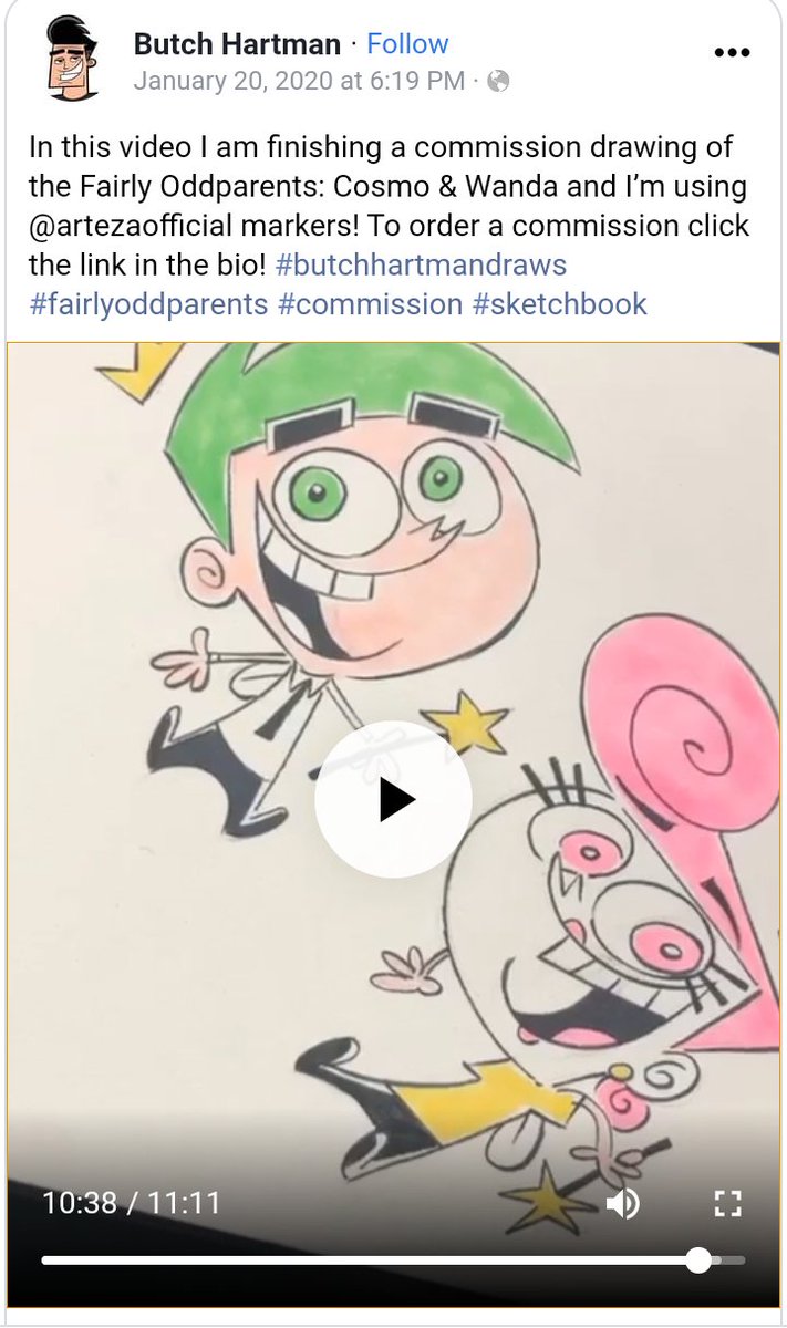 Digging a little. In a vid from last year Butch shows that he uses Copic and Arteza markers. It's safe to say that both markers don't give off such a smooth look. Amazingly the fire, Cosmo and Wanda have that texture while the flag doesn't. Also it's obvious when you grayscale it 