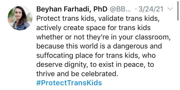 My pledge and reminder this #TransDayOfVisibility: Trans students and staff will always have a safe space in my classroom. 💜