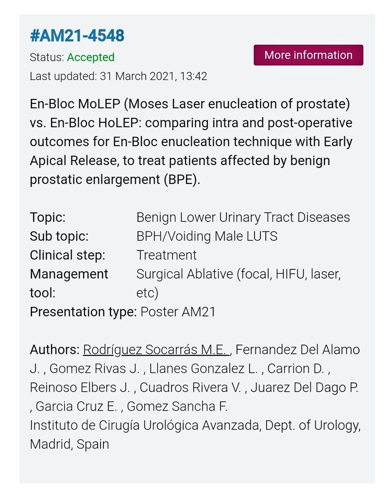 moisessocarras's tweet photo. Proud of our works from @ICUAurologia @ClinicaCEMTRO accepted &amp; will be presented at European Urology congress #eau21 👏🙌  @fgomsan @EnfermeriaIcua https://t.co/w9oNvCeQMJ