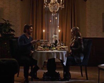 maybe if she agrees to have dinner with him he'll leave.