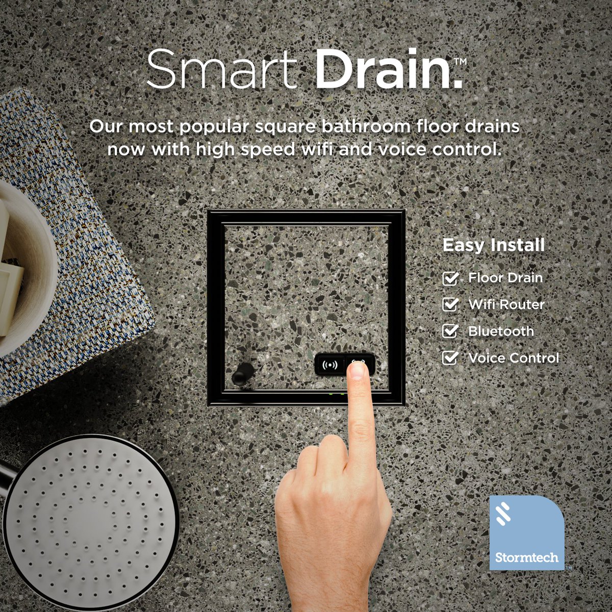 We’ve teamed up with Australia’s leading Wifi &amp; Bluetooth providers to bring you the Smart Drain “Bathroom drains with USB and Wifi just makes sense" visit our website for more details stormtech.com.au