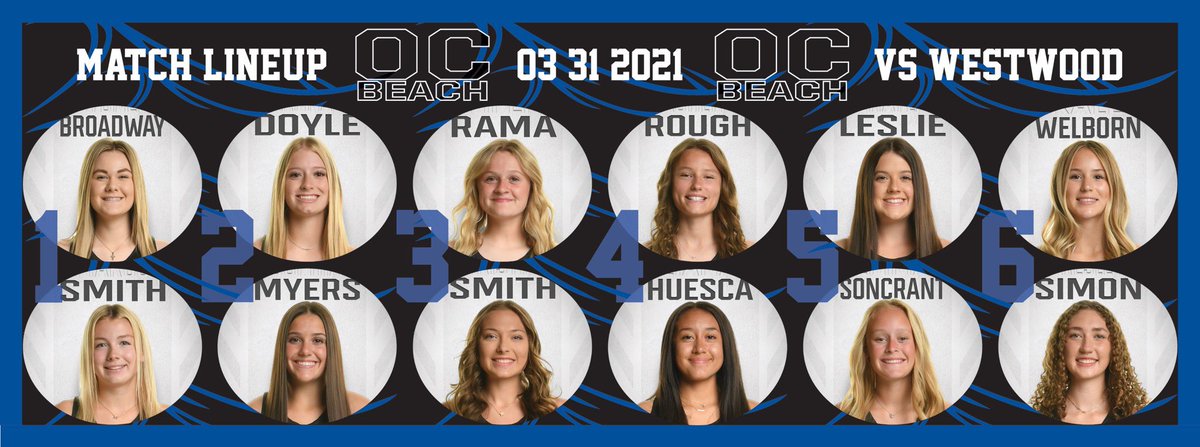 oc_beachvb's tweet photo. Today’s Line up vs Westwood! https://t.co/73sI5bgv4r
