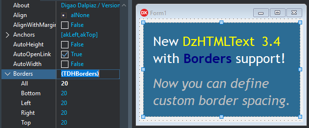 digaodalpiaz's tweet photo. New DzHTMLText 3.4 with Borders support! Free open-source!
Display formatted texts and messages easily.
https://t.co/TOZcxF9xe9
#delphi #lazarus #linux #fmx #firemonkey #android #ios #macos #osx #html #formatted #label #message https://t.co/fKYjNOKql8