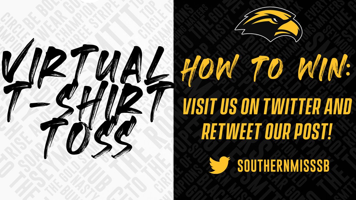 SouthernMissSB's tweet photo. Want a free t-shirt, courtesy of Southern Miss Athletics? Retweet  and like this post for a chance to virtually catch one! #SMTTT https://t.co/7qOIPDyXci