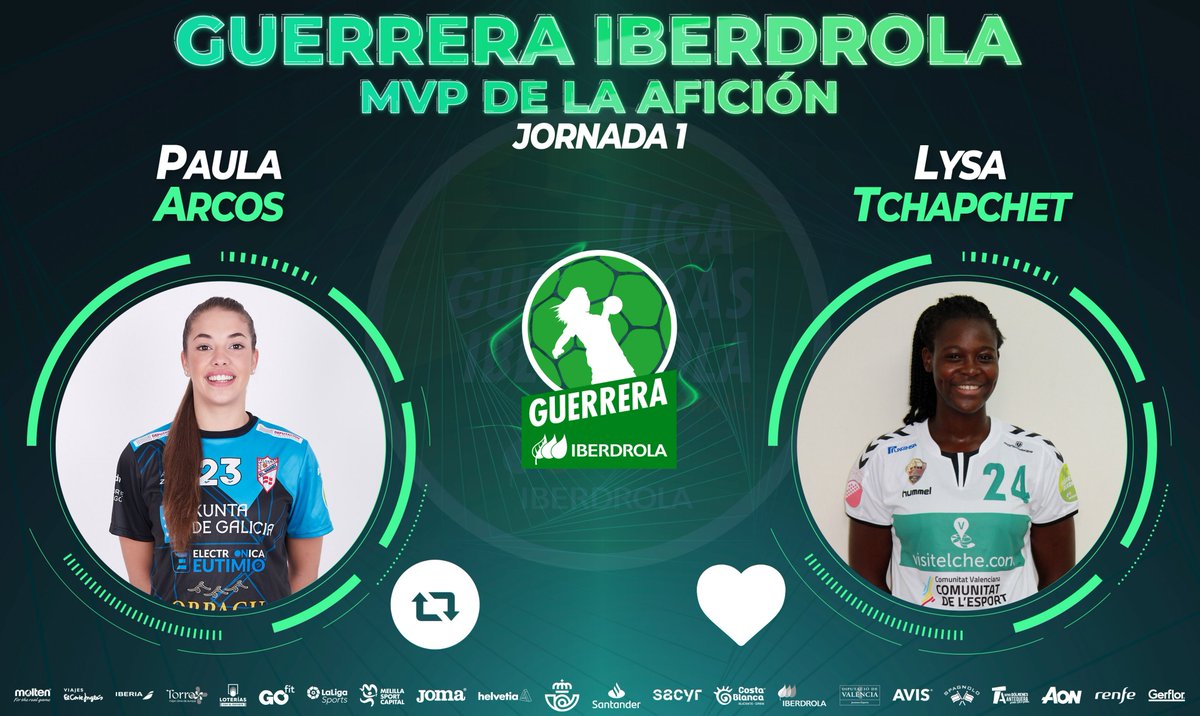 ⭐️ #GuerreraIberdrola - Jornada 1

🆚 @Atlguardes_ofic : <a href="/cbm_elche/">Atticgo Balonmano Elche</a> 

♻️ RT: <a href="/PaulaArcos10/">Paula Arcos</a> 
❤️ Me Gusta: <a href="/lysatcd/">LYSA TCHAPTCHET</a>