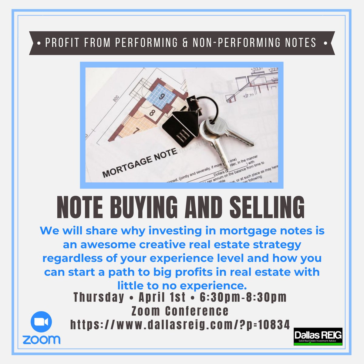 DallasREIGGroup's tweet photo. Join us tomorrow on Zoom at 6:30pm to learn about Note Investing!
Register now: https://t.co/owzVPti20x https://t.co/J8V6K2CpvY