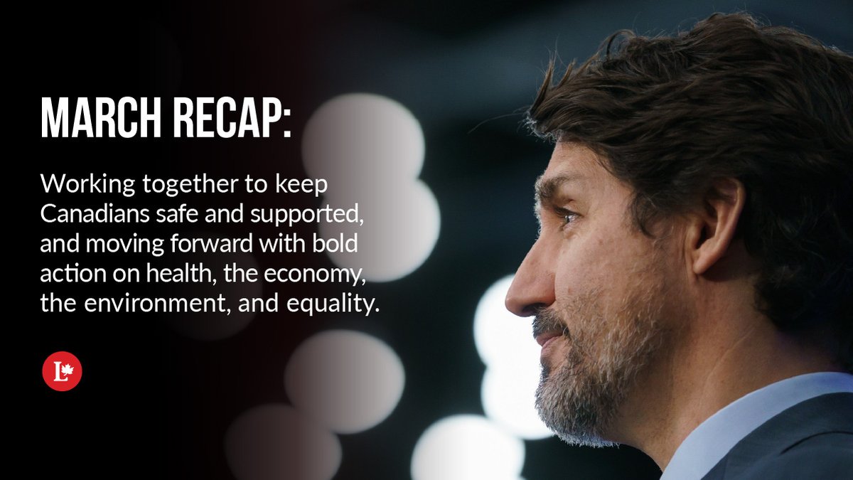 liberal_party's tweet photo. March is coming to a close, but our work to keep Canada moving forward continues.
Our Liberal team is making crucial progress to support Canadians and move forward with bold action on health, the economy, the environment, equality, and so much more 🧵👇 https://t.co/m1tKpfj5Q1