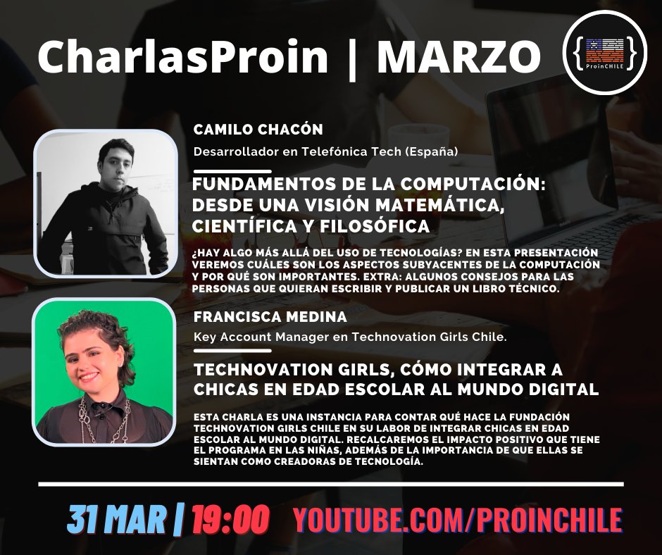 Comenzamos en breve la charla de hoy

👉youtube.com/proinchile
👉youtube.com/proinchile